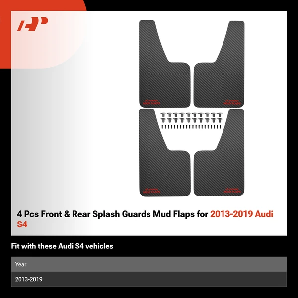 4 Pcs Front & Rear Splash Guards Mud Flaps for 2013-2019 Audi S4