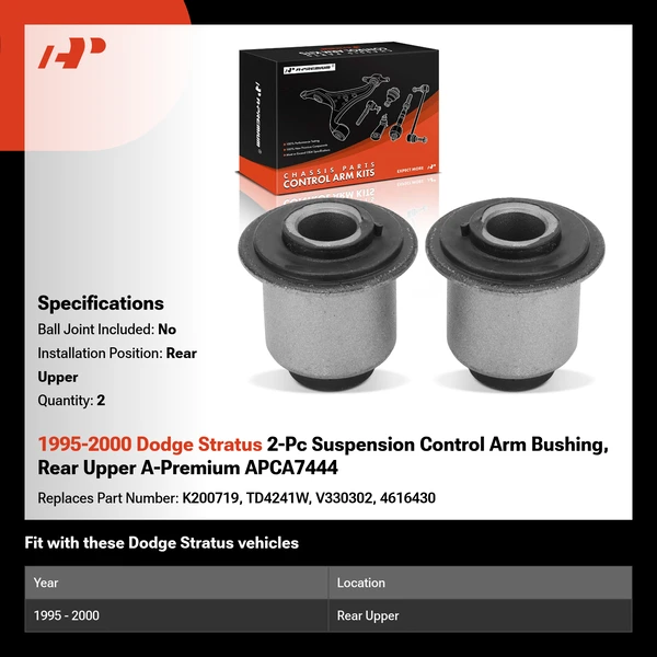 1995-2000 Dodge Stratus 2-Pc Suspension Control Arm Bushing, Rear Upper A-Premium APCA7444