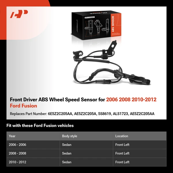 Front Driver ABS Wheel Speed Sensor for 2006 2008 2010-2012 Ford Fusion