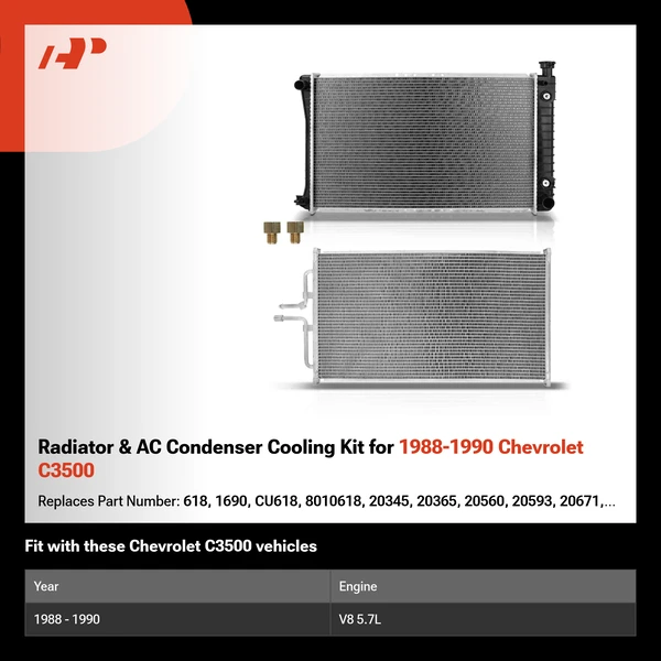 Radiator & AC Condenser Cooling Kit for 1988-1990 Chevrolet C3500