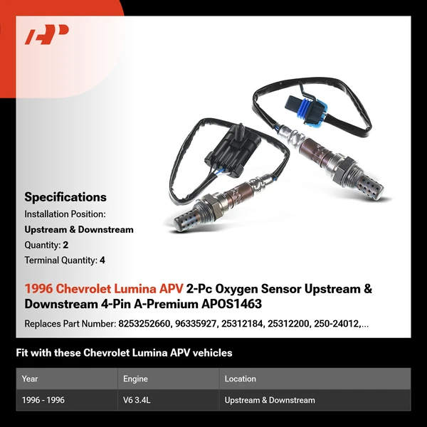 1996 Chevrolet Lumina APV 2-Pc Oxygen Sensor Upstream & Downstream 4-Pin A-Premium APOS1463