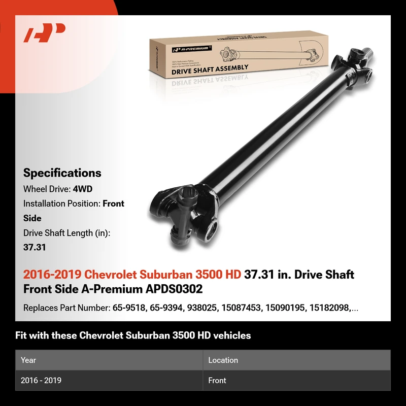 2016-2019 Chevrolet Suburban 3500 HD 37.31 in. Drive Shaft Front Side A-Premium APDS0302