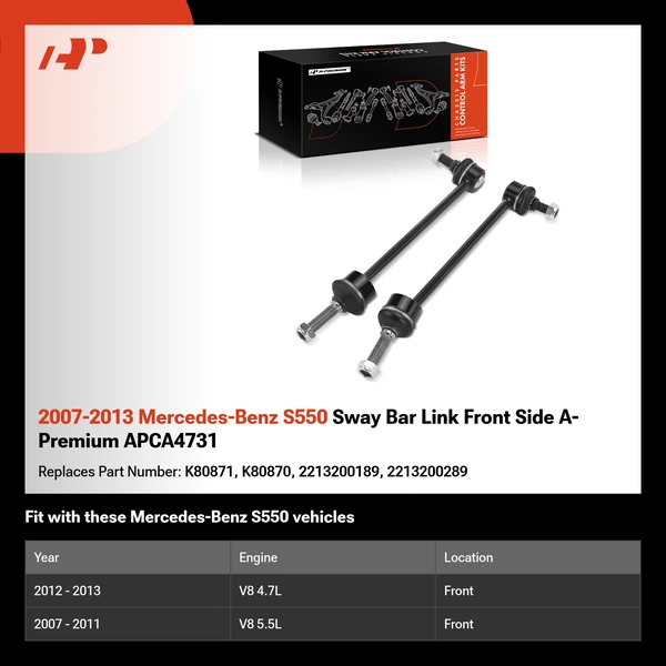 2007-2013 Mercedes-Benz S550 Sway Bar Link Front Side A-Premium APCA4731