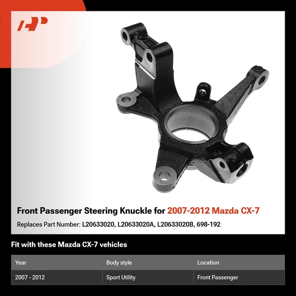 Front Passenger Steering Knuckle for 2007-2012 Mazda CX-7