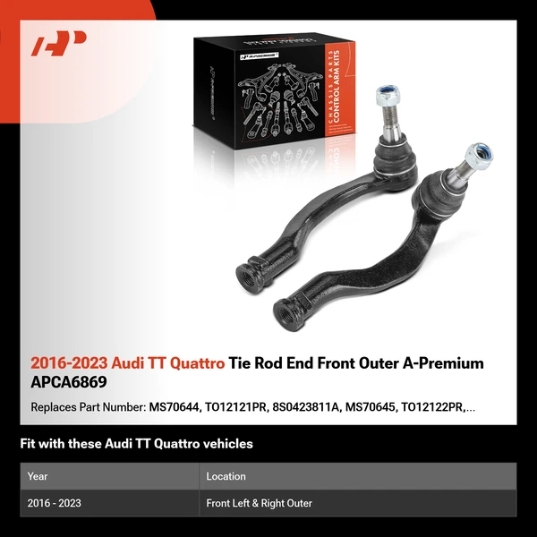 2016-2023 Audi TT Quattro Tie Rod End Front Outer A-Premium APCA6869