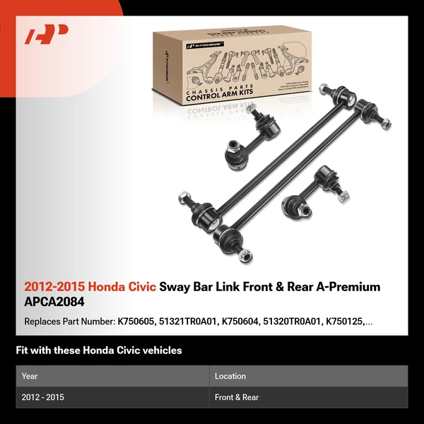 2012-2015 Honda Civic Sway Bar Link Front & Rear A-Premium APCA2084