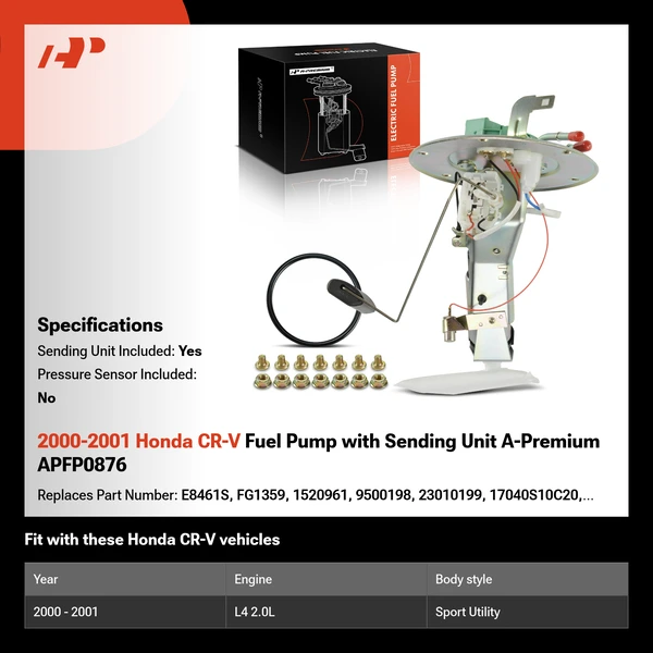2000-2001 Honda CR-V Fuel Pump with Sending Unit A-Premium APFP0876