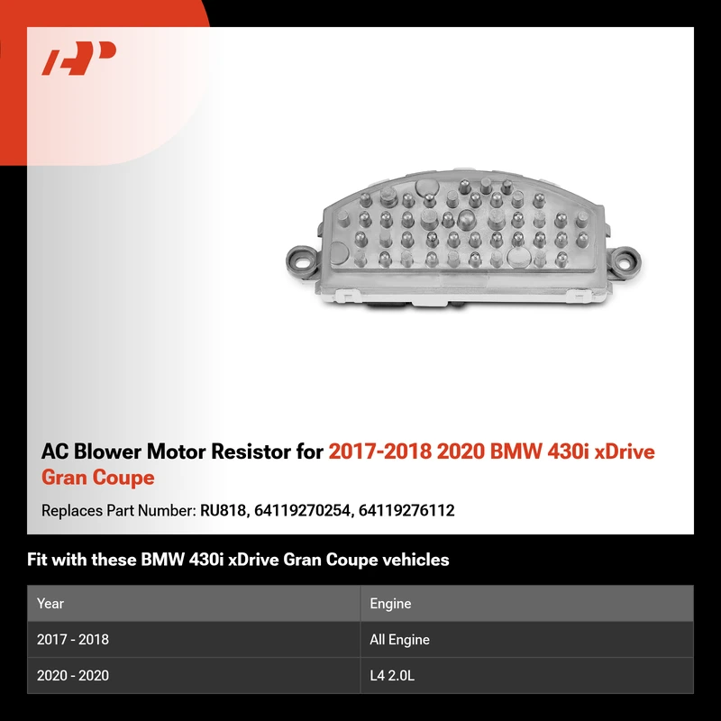 AC Blower Motor Resistor for 2017-2018 2020 BMW 430i xDrive Gran Coupe
