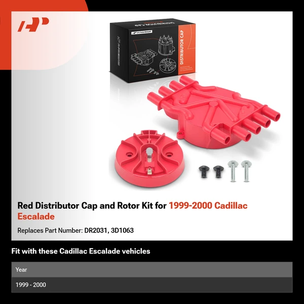 Red Distributor Cap and Rotor Kit for 1999-2000 Cadillac Escalade