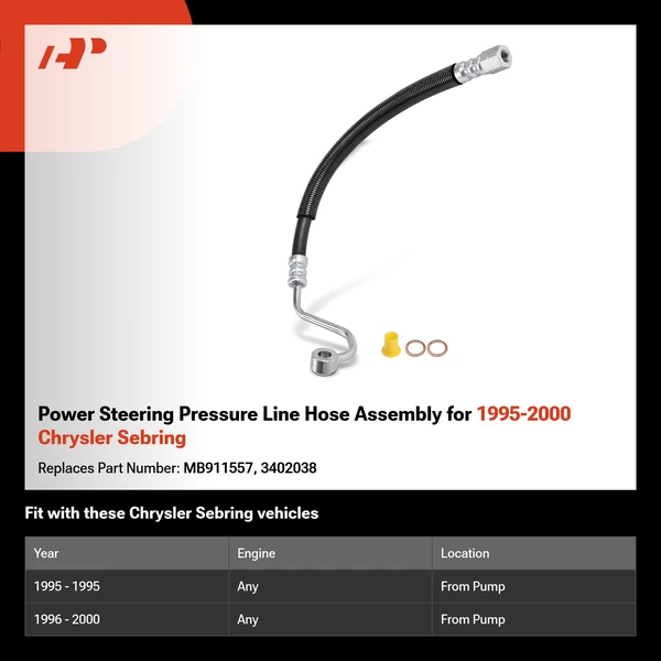 Power Steering Pressure Line Hose Assembly for 1995-2000 Chrysler Sebring