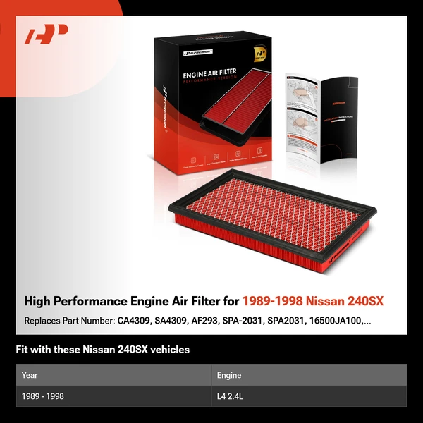 High Performance Engine Air Filter for 1989-1998 Nissan 240SX