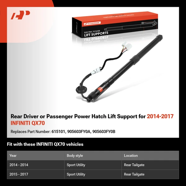 Rear Driver or Passenger Power Hatch Lift Support for 2014-2017 INFINITI QX70