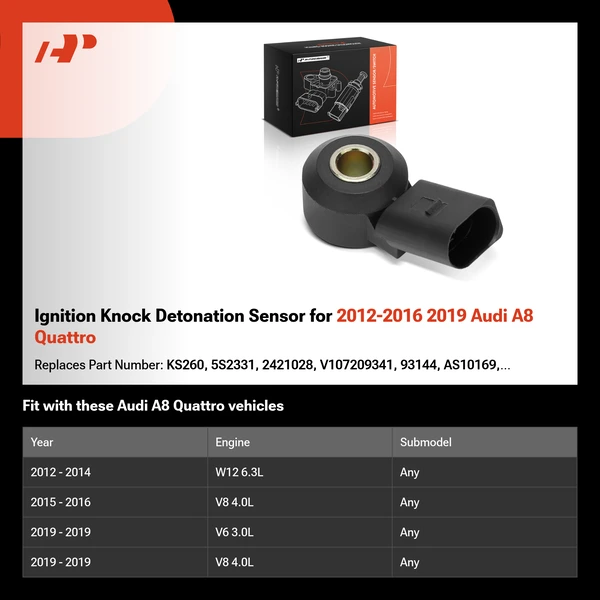 Ignition Knock Detonation Sensor for 2012-2016 2019 Audi A8 Quattro