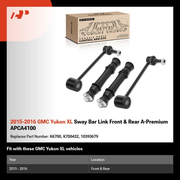 2015-2016 GMC Yukon XL Sway Bar Link Front & Rear A-Premium APCA4100