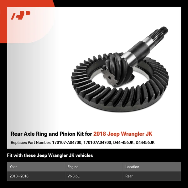 Rear Axle Ring and Pinion Kit for 2018 Jeep Wrangler JK