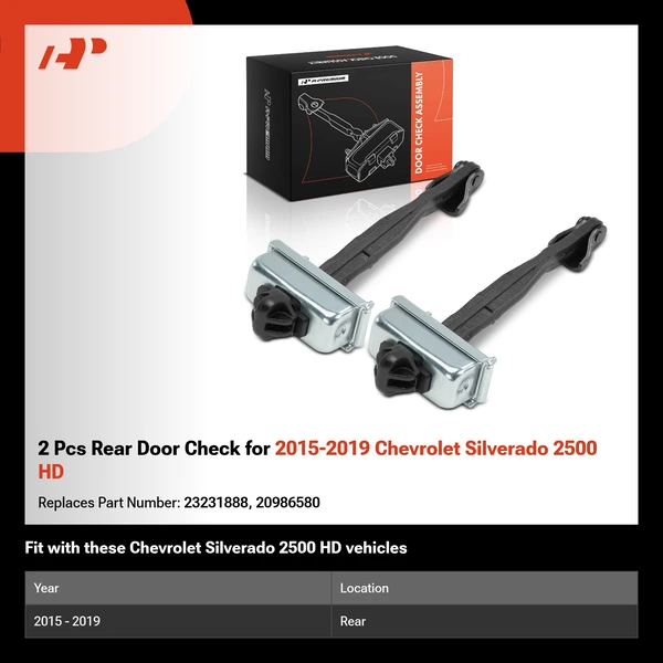 2 Pcs Rear Door Check for 2015-2019 Chevrolet Silverado 2500 HD