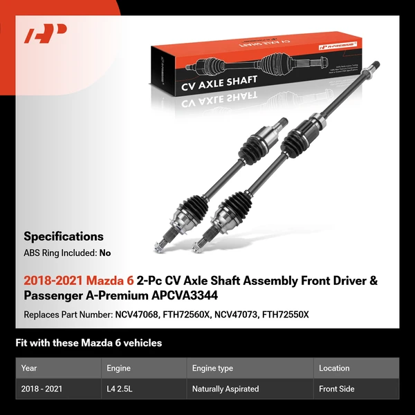 2018-2021 Mazda 6 2-Pc CV Axle Shaft Assembly Front Driver & Passenger A-Premium APCVA3344