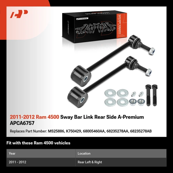2011-2012 Ram 4500 Sway Bar Link Rear Side A-Premium APCA6757