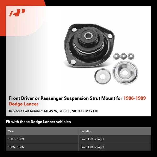 Front Driver or Passenger Suspension Strut Mount for 1986-1989 Dodge Lancer