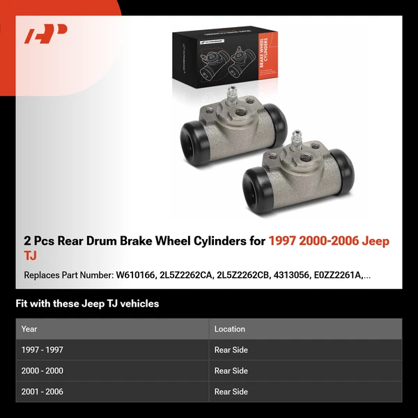 2 Pcs Rear Drum Brake Wheel Cylinders for 1997 2000-2006 Jeep TJ