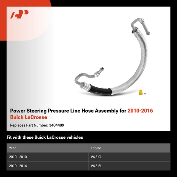 Power Steering Pressure Line Hose Assembly for 2010-2016 Buick LaCrosse