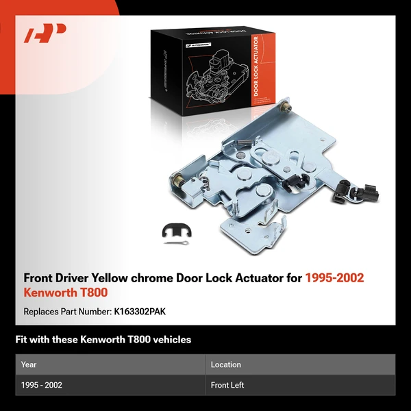 Front Driver Yellow chrome Door Lock Actuator for 1995-2002 Kenworth T800