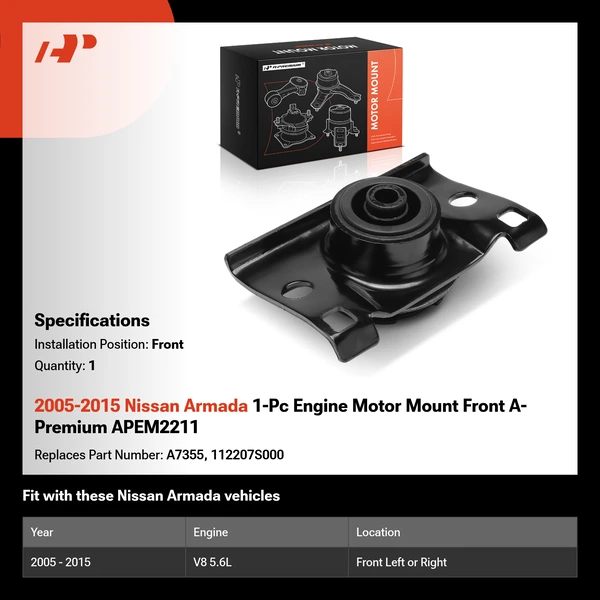 2005-2015 Nissan Armada 1-Pc Engine Motor Mount Front A-Premium APEM2211