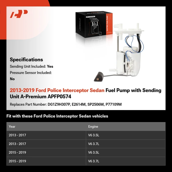 2013-2019 Ford Police Interceptor Sedan Fuel Pump with Sending Unit A-Premium APFP0574