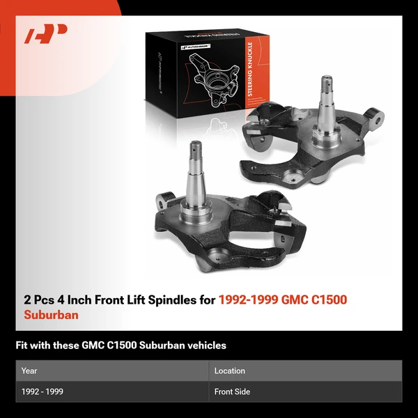 2 Pcs 4 Inch Front Lift Spindles for 1992-1999 GMC C1500 Suburban