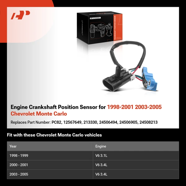 Engine Crankshaft Position Sensor for 1998-2001 2003-2005 Chevrolet Monte Carlo