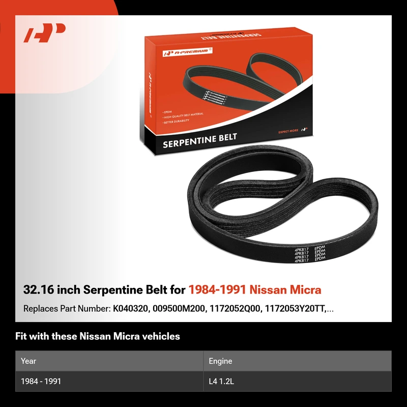 32.16 inch Serpentine Belt for 1984-1991 Nissan Micra