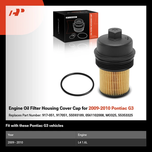 Engine Oil Filter Housing Cover Cap for 2009-2010 Pontiac G3