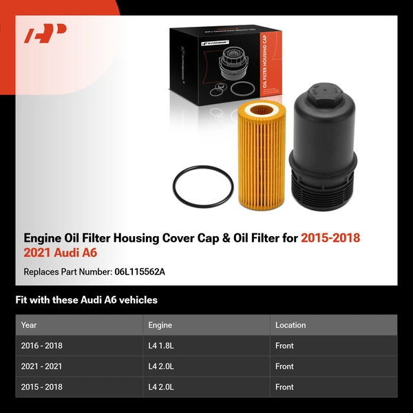 Engine Oil Filter Housing Cover Cap & Oil Filter for 2015-2018 2021 Audi A6