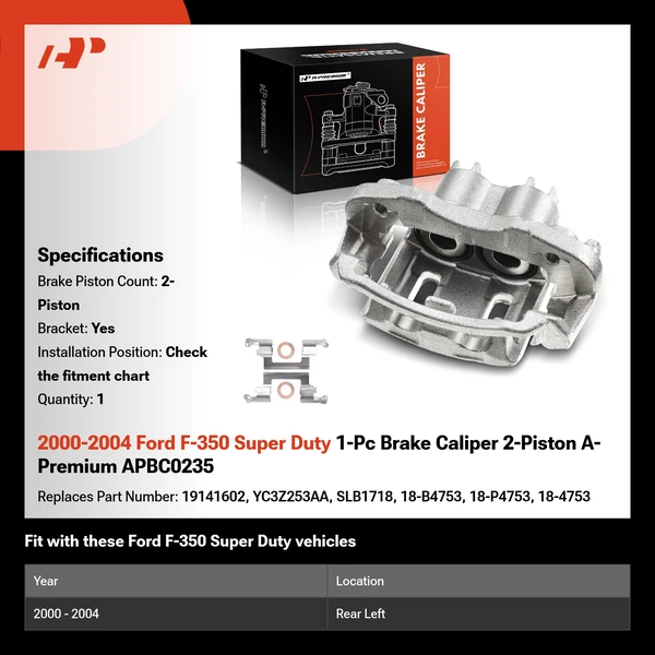 2000-2004 Ford F-350 Super Duty 1-Pc Brake Caliper 2-Piston A-Premium APBC0235