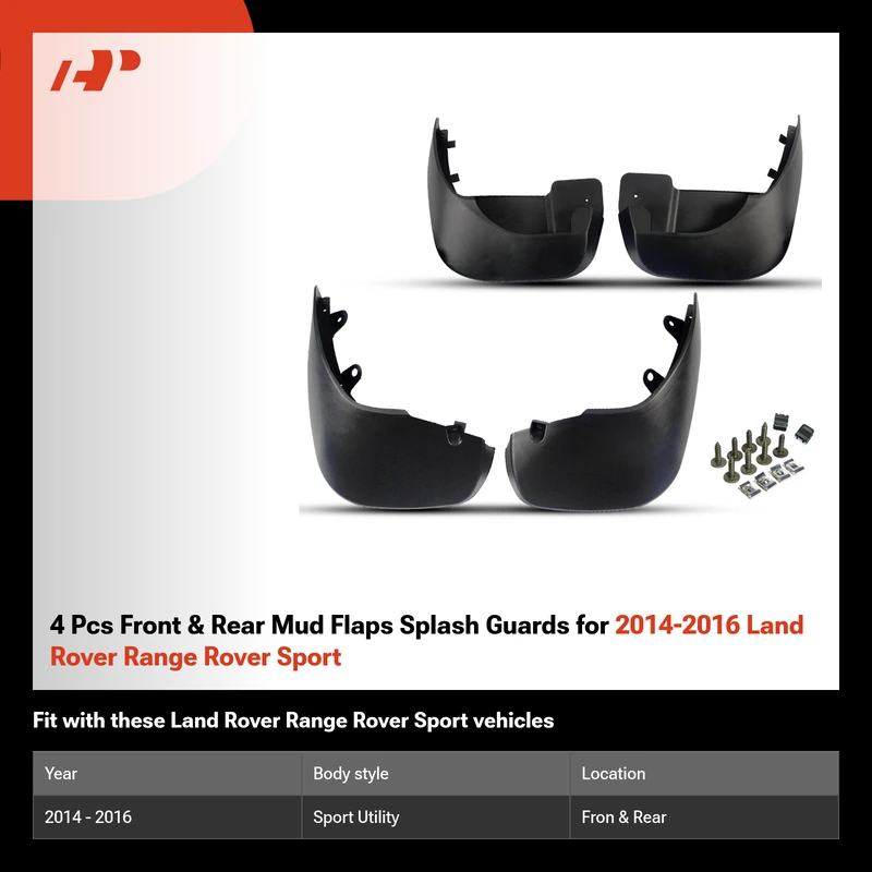 4 Pcs Front & Rear Mud Flaps Splash Guards for 2014-2016 Land Rover Range Rover Sport