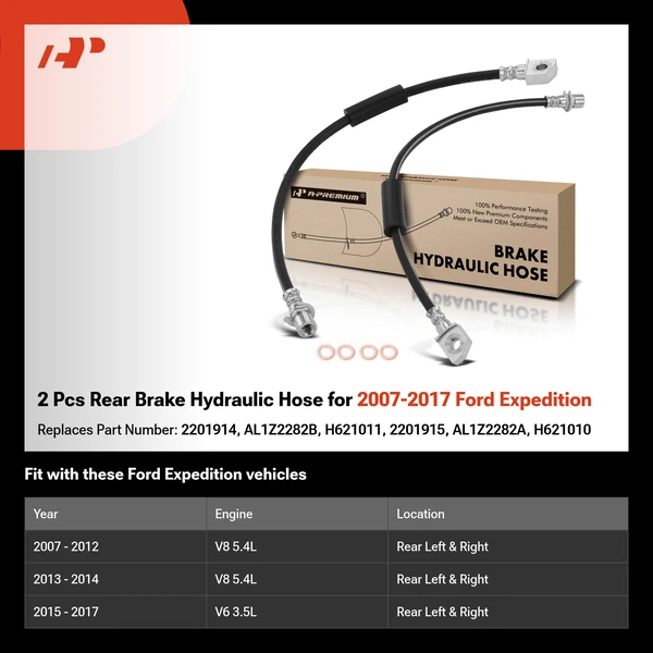 2 Pcs Rear Brake Hydraulic Hose for 2007-2017 Ford Expedition