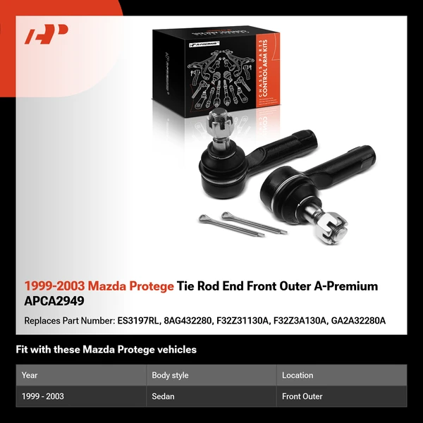 1999-2003 Mazda Protege Tie Rod End Front Outer A-Premium APCA2949
