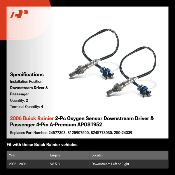 2006 Buick Rainier 2-Pc Oxygen Sensor Downstream Driver & Passenger 4-Pin A-Premium APOS1952