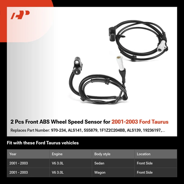 2 Pcs Front ABS Wheel Speed Sensor for 2001-2003 Ford Taurus