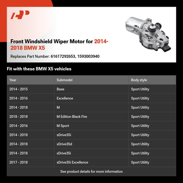 Front Windshield Wiper Motor for 2014-2018 BMW X5