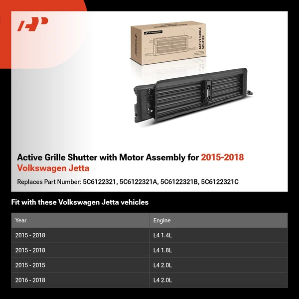 Active Grille Shutter with Motor Assembly for 2015-2018 Volkswagen Jetta