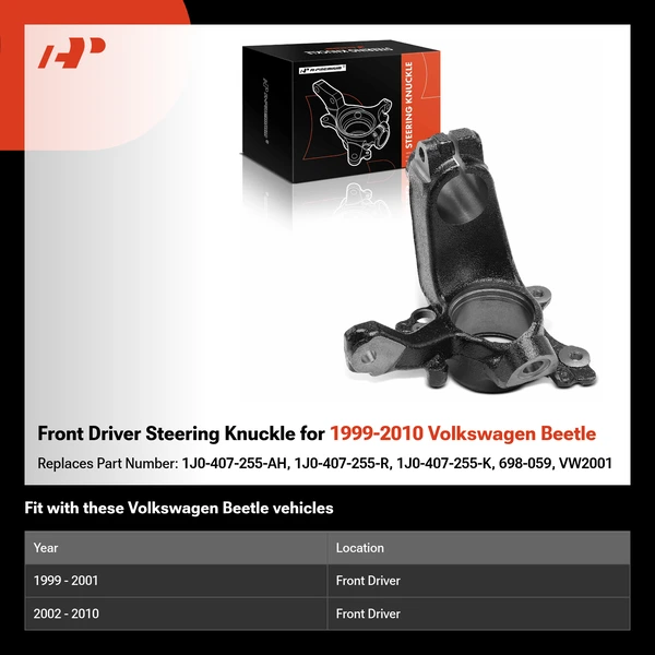 Front Driver Steering Knuckle for 1999-2010 Volkswagen Beetle