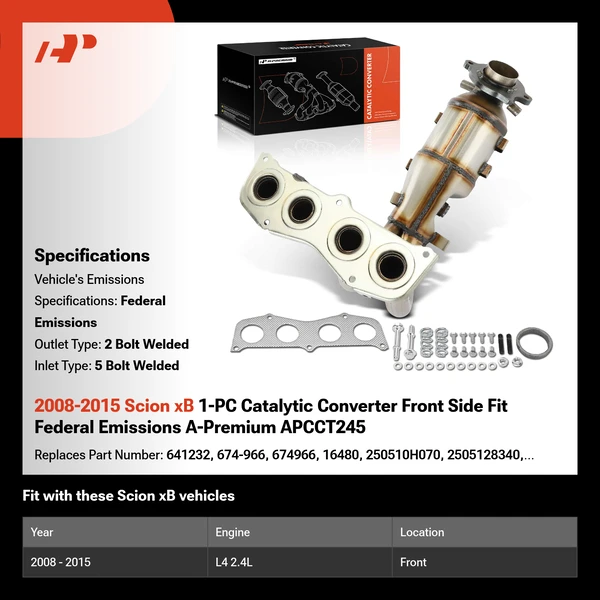 2008-2015 Scion xB 1-PC Catalytic Converter Front Side Fit Federal Emissions A-Premium APCCT245