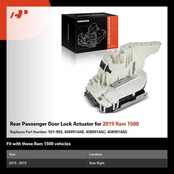 Rear Passenger Door Lock Actuator for 2019 Ram 1500