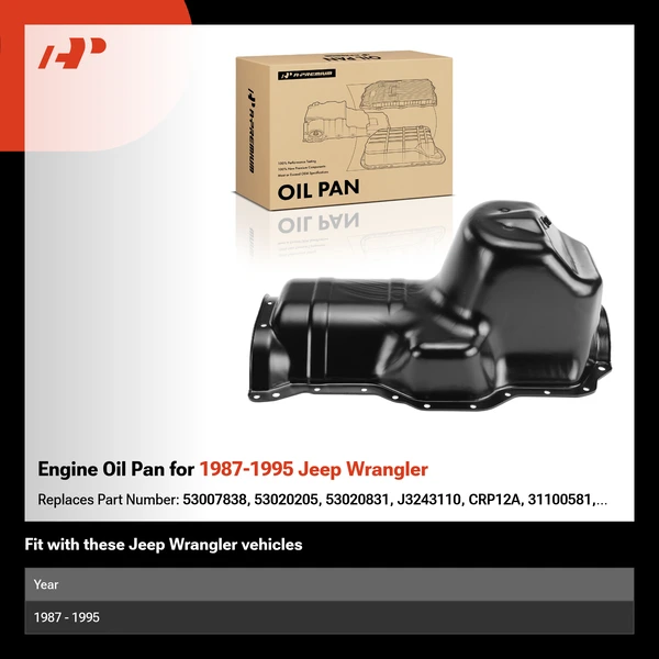 Engine Oil Pan for 1987-1995 Jeep Wrangler
