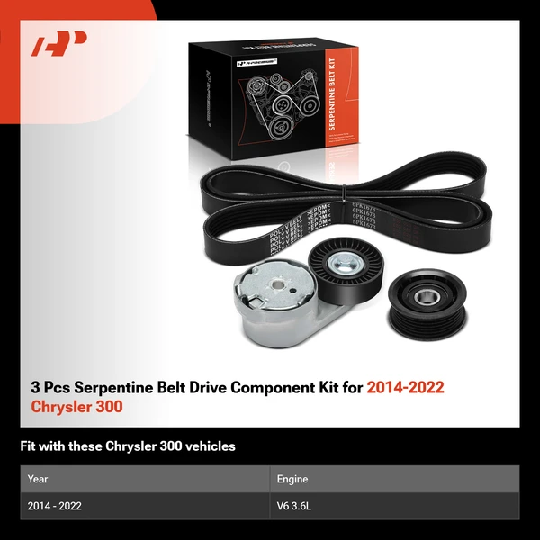 3 Pcs Serpentine Belt Drive Component Kit for 2014-2022 Chrysler 300