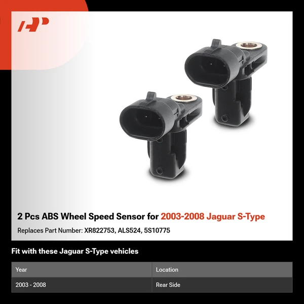 2 Pcs ABS Wheel Speed Sensor for 2003-2008 Jaguar S-Type