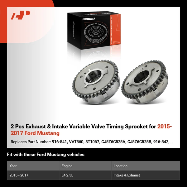 2 Pcs Exhaust & Intake Variable Valve Timing Sprocket for 2015-2017 Ford Mustang