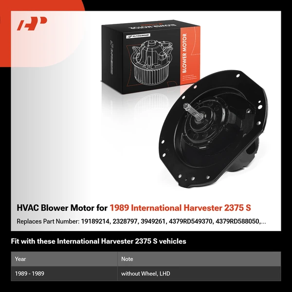 HVAC Blower Motor for 1989 International Harvester 2375 S
