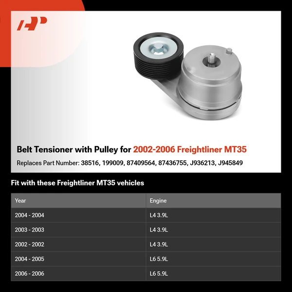 Belt Tensioner with Pulley for 2002-2006 Freightliner MT35